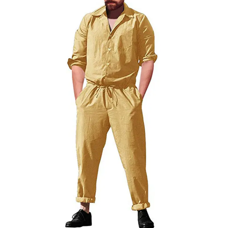 Мужские цельные брюки с длинным рукавом повседневный комбинезон рабочие длинные