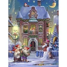 Рождественский Набор для вышивки крестиком 5D, картина с пейзажем, квадратное украшение для дома, набор поделок, картина для вышивки, подарок