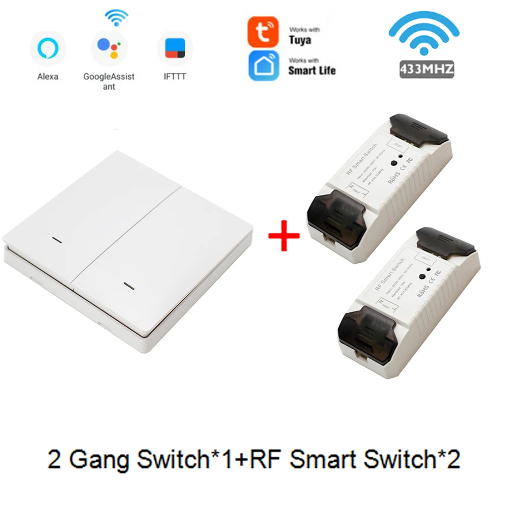 2 gang RF Smart Life APP WiFi RF DIY Переключатель Wifi умный выключатель беспроводной контроллер светильник RF 433 МГц настенный DIY реле таймера Tuya - Цвет: 2 gang RF