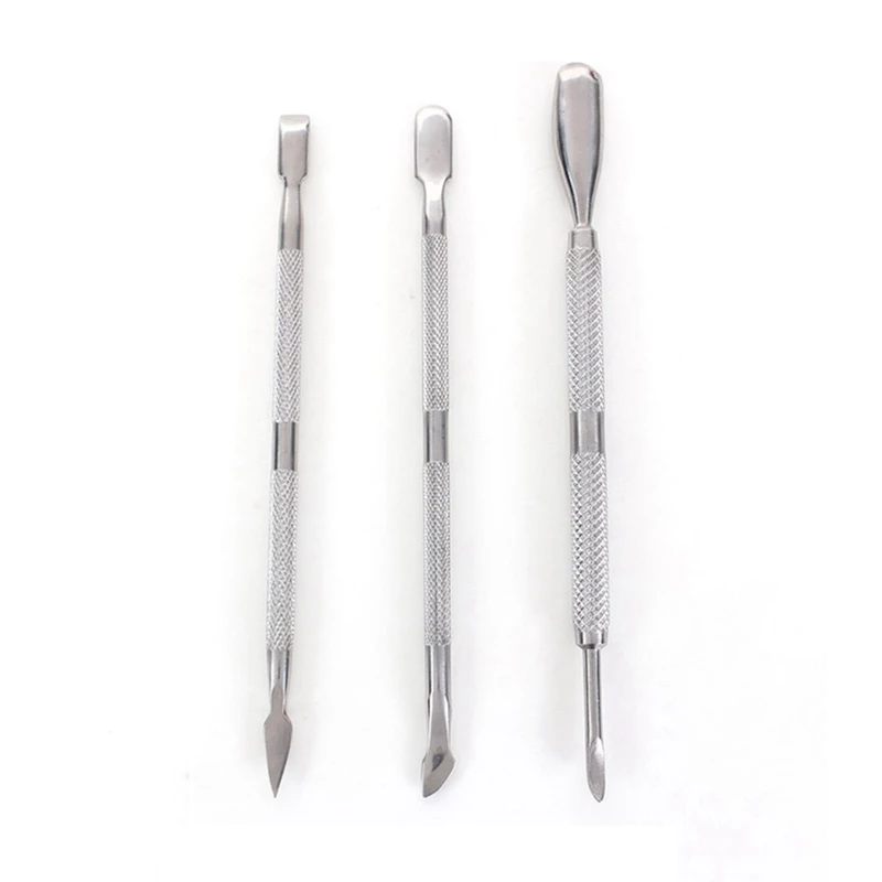 

2 Pcs Push Pull Cuticle Nail Pusher Manicure Pedicure & 3 Pcs Nail Art Stainless Steel Cuticle Spoon Remover Pusher