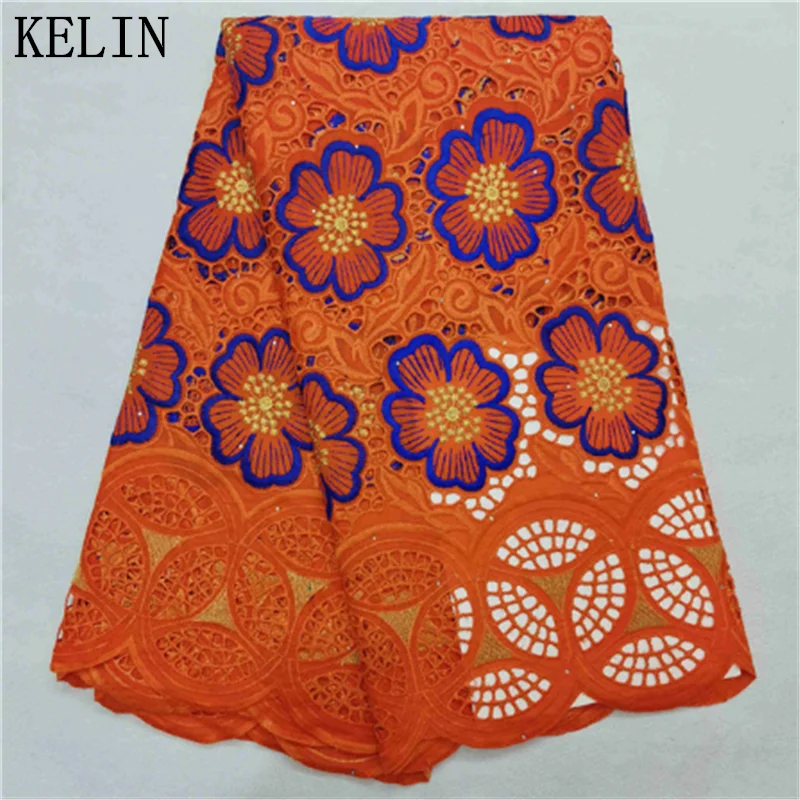 

5 yard Swiss lace fabric 2020 latest heavy beaded embroidery African cotton fabrics Swiss voile lace popular Dubai style CON002