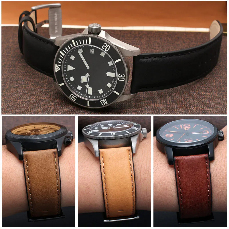 Универсальный итальянский кожаный ремешок с пряжкой-иглой 18 мм 20 22 | Наручные