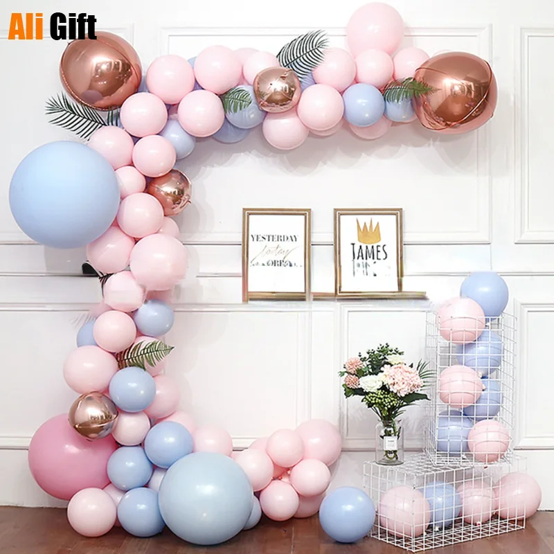 

106pcs Macarons Garland Arch Kit Blue Pink Rainbow Latex Air Balloons Pack Baby Shower Birthday Party Balloon Chain Decoration