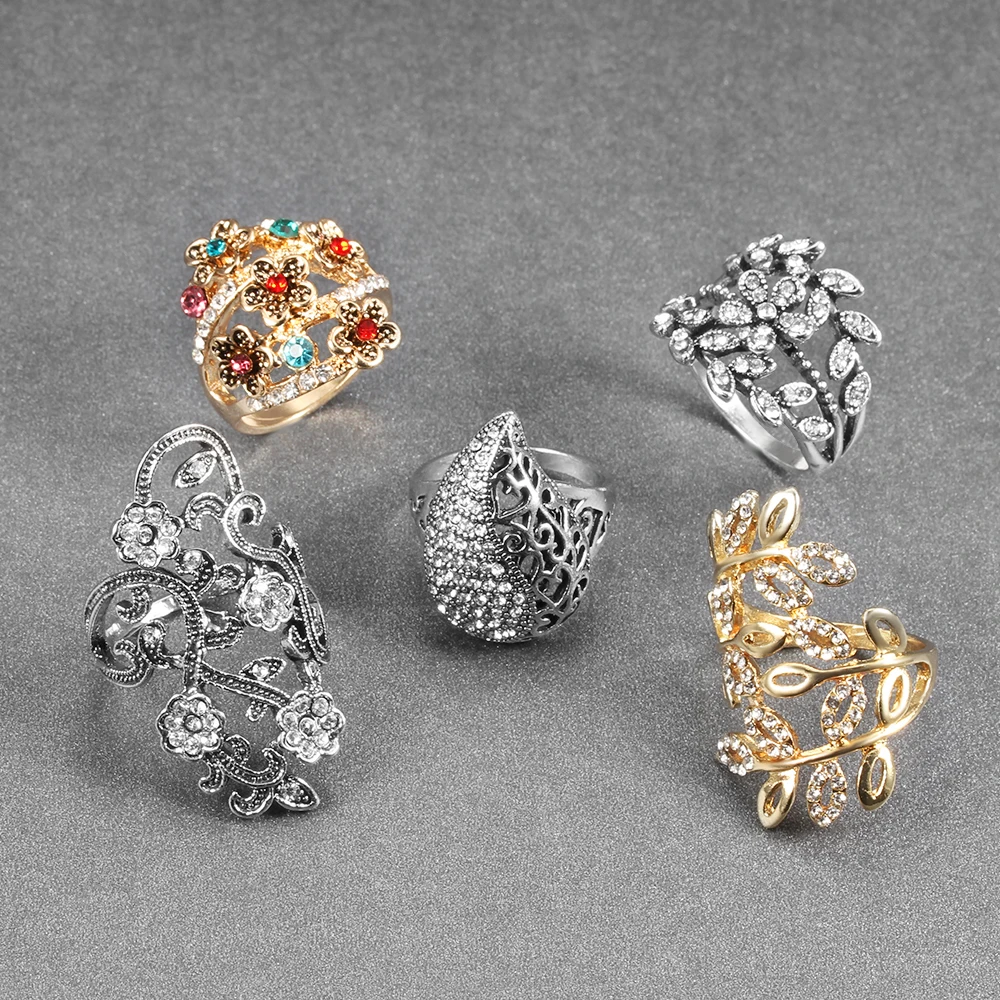 Женское кольцо в форме листа и цветка посеребренное Модная бижутерия для