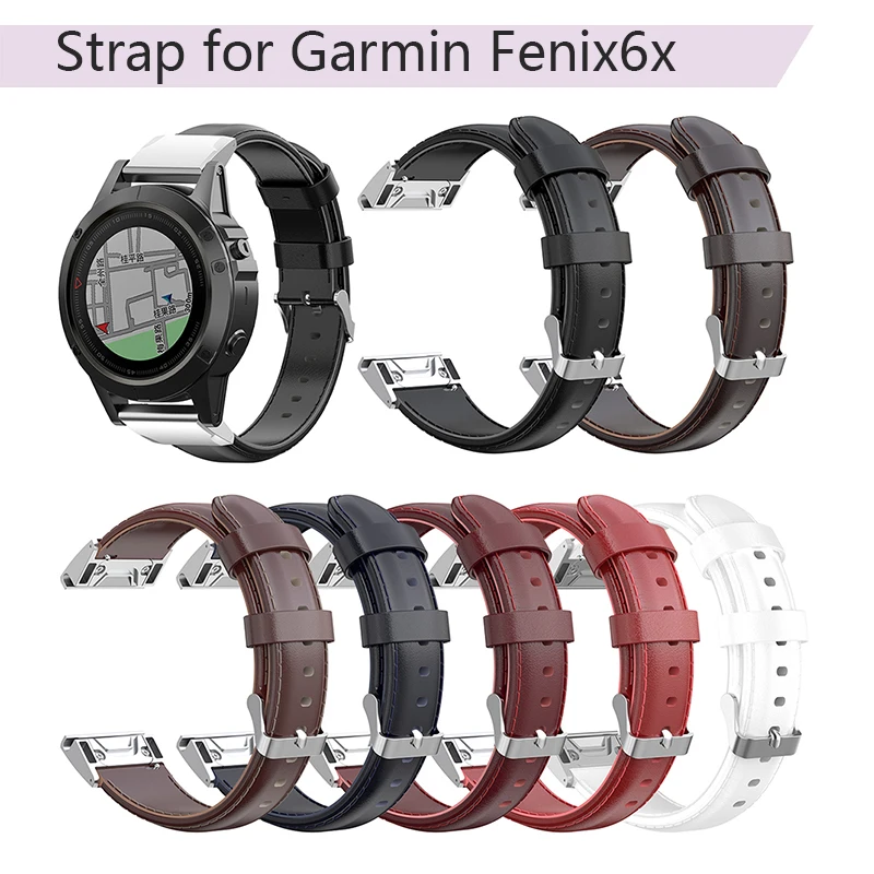 Кожаный ремешок для Garmin Fenix6x Fenix 6x5X26 мм наручных часов сменный смарт-браслета
