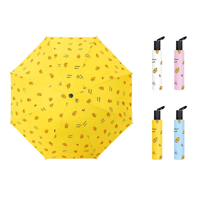 

YADA Fashion Cartoon Animal Duck Umbrellas Rain uv 3 Folding Umbrella For Children's Women Windproof Umbrellas Female YS210005