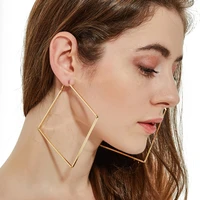 trendy oversize geometric big hoop earrings for women basketball brincos exaggerated large square earrings punk jewelry