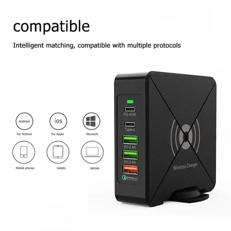 Многопортовый мобильный телефон зарядное устройство 75 Вт QC3.0 PD ноутбук планшет