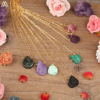natural black tourmaline australian jades stone water drop beads pendant gold chains necklace for women fashion jewelry dropship