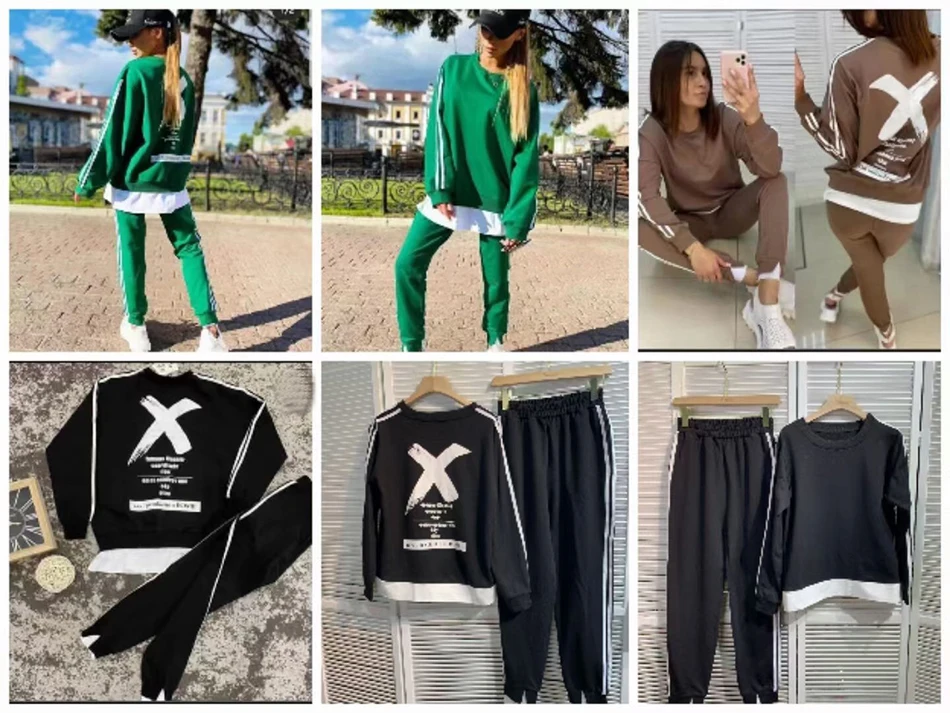 

High Quality Spring 2021 Loose Letters Sports 2 Two-Piece Set Sexy O-Neck Long Sleeve Pullover Sweater And Pants Casual Set