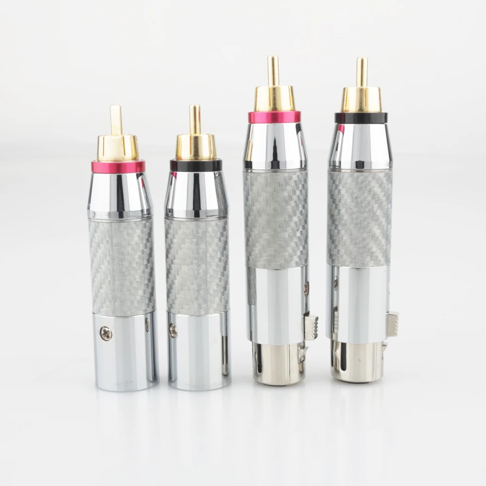 2 шт. сбалансированный штекер из углеродного волокна XLR RCA Hi Fi 3 контактный