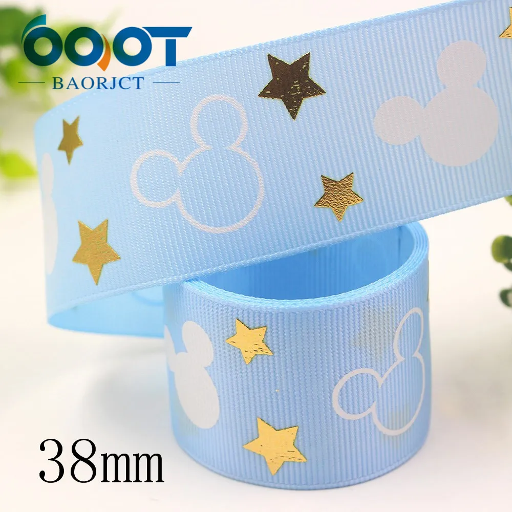 

OOOT BAORJCT I-191121-2550,38mm,10yards Bronzing cartoon Printed grosgrain Ribbons,Clothing bow cap DIY decorations materials