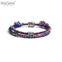 molysense tibetan color buddhist lucky woven amulet tibet cord bracelets bangles for men handmade rope buddha anklet bracelet