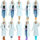 2 шт.лот, белое зимнее длинное пальто, платье с обувью, аксессуары, одежда для кукол Барби, парка, куртка, детские игрушки