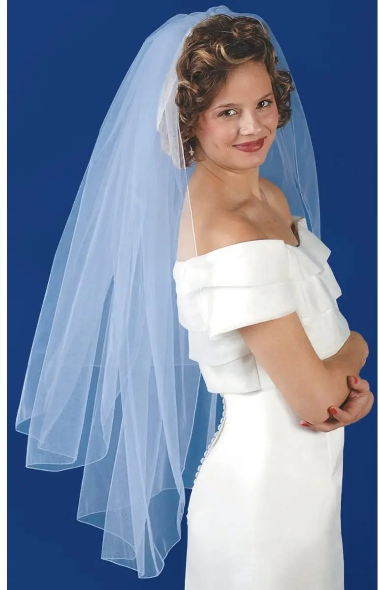 

Sensual Looking Fancy Clingy Double Layer Bridal Veil Wedding Bride Veil