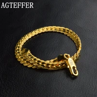 agteffer 8 inch 925 sterling silver bracelet 5mm goldsilver side chain bracelet for woman man fashion wedding jewelry gift