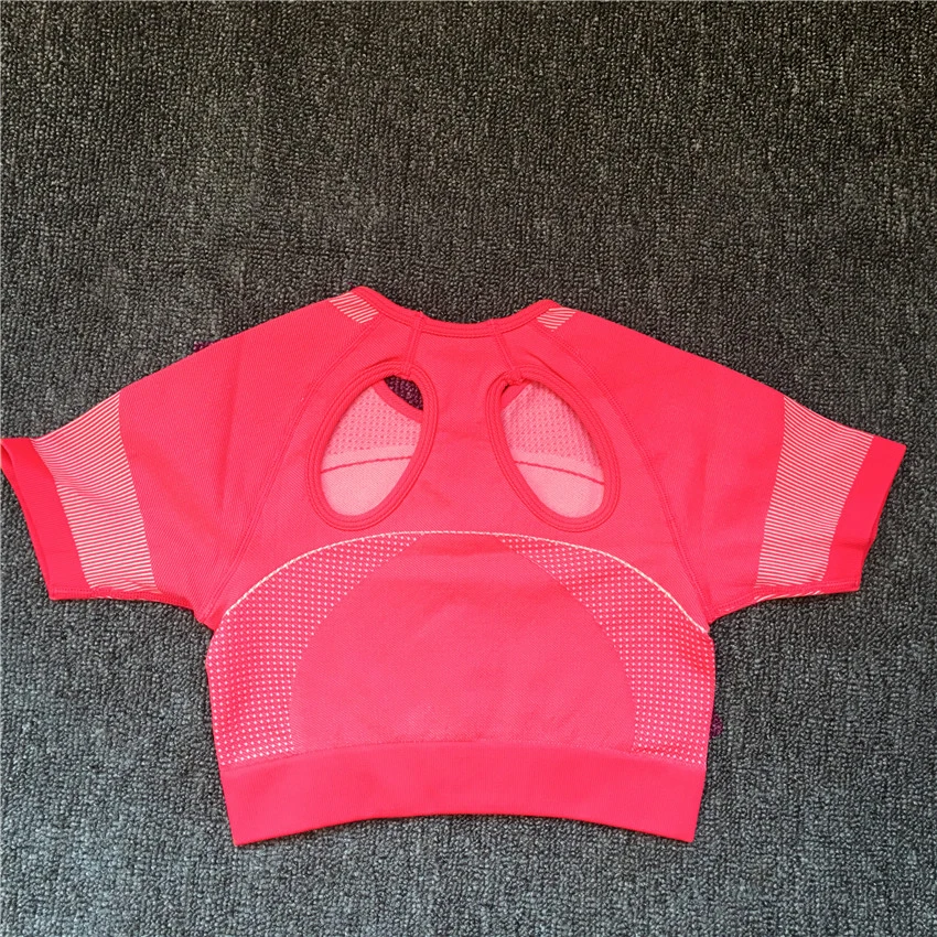 CB242 pink top Короткий рукав, ультра спортивный комплект, тренировочная одежда для женщин, бесшовный комплект из 2 предметов для йоги, спортивный костюм, одежда для фитнеса, женская спортивная одежда, спортивный костюм - Цвет: CB242 pink top