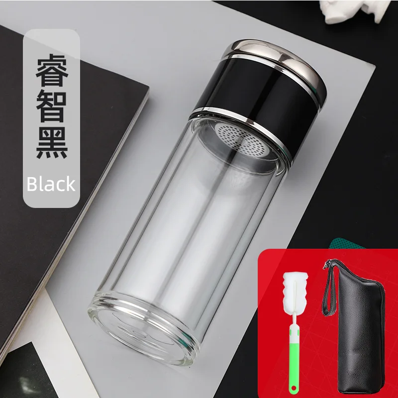 

230ml/300ml/350ml/400ml double-layer glass cup new water cup filter tea cup tea water separation cup gift cup