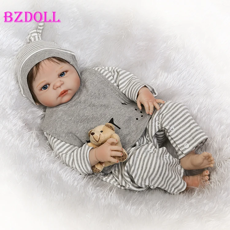 55 см полностью силиконовая кукла Reborn Boy игрушки 22 дюйма реалистичные куклы для