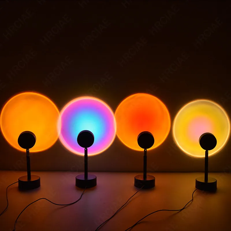 

Sunset Projector Lamp Rainbow Atmosphere Led Night Light for Home Bedroom Coffe shop Background Wall Decoration USB Table Lamp