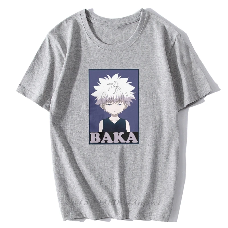 Классические комиксные футболки Hunter X Killua Zoldyck Baka с круглым вырезом и коротким