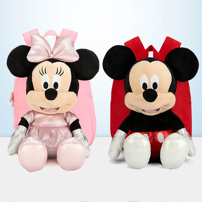

Disney Mickey Minnie Multifunctional Backpack Doll Anti-loss Backpack Two-purpose Cute Parent-child Bag Kawaii Bag