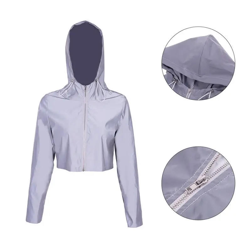 Женская Светоотражающая куртка повседневное Спортивное короткое пальто с
