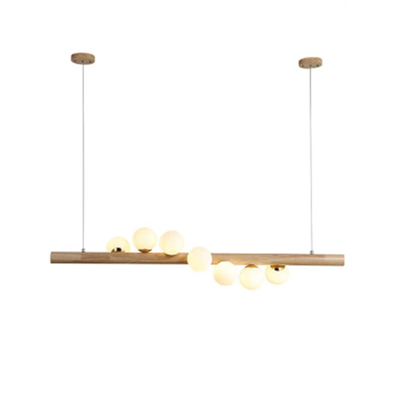 

Nordic Post-Modern Wooden Glass Ball Chandelier Restaurant Bar Cafe Chandelier Home Nordic Lamps