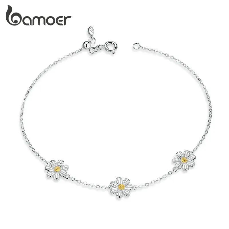 Женский браслет из серебра 925 пробы с желтыми цветами|Гибкие и жесткие браслеты| |