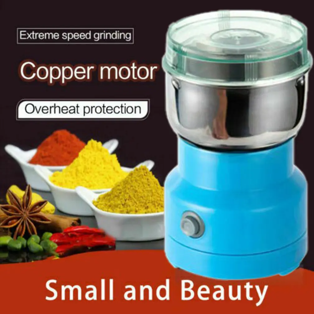 

Electric Stainless Steel Coffee Bean Grinder Blue Home Grinding Milling Machine Coffee Accessories National Version