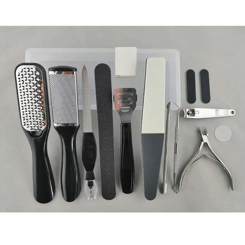 

15PCS Stainless Steel Foot File Pedicure Kit Deadskin Callus Remover for Adults C1FF