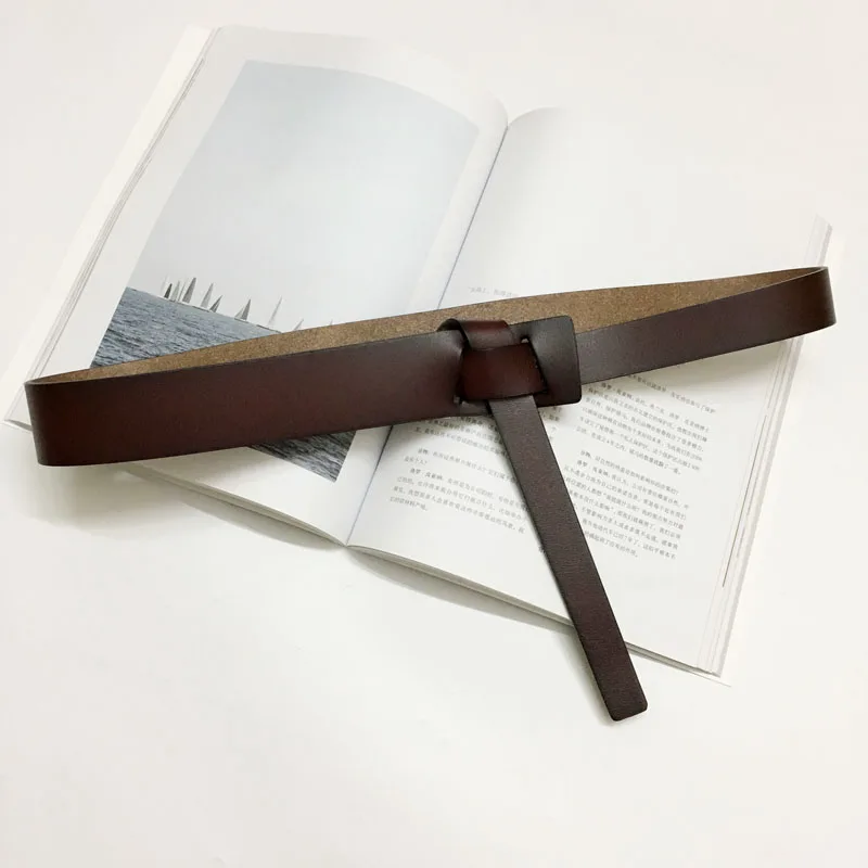 Винтажный ковбойский из натуральной кожи с металлической пряжкой, Длинные ремни для женщин, аксессуары для одежды с бантом, Широкий Аксессуар-ремешок