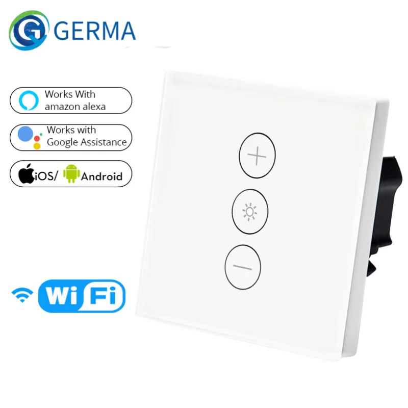

GERMA WiFi Smart Wall Touch Light Dimmer Switch Smart Life/Tuya APP Remote Control Works with Alexa and Google Home