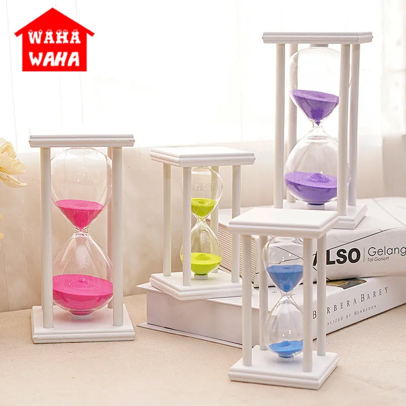 30 минут красочные Песочные часы обратный отсчет таймеры деревянная рамка