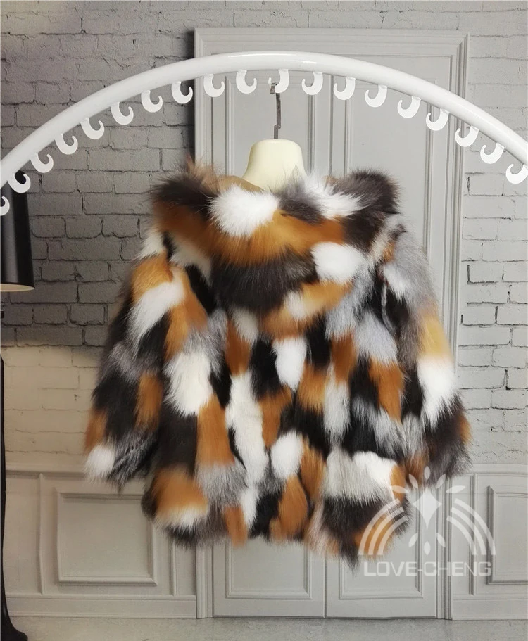 Шуба женская из натурального Лисьего меха с капюшоном разноцветная любой размер