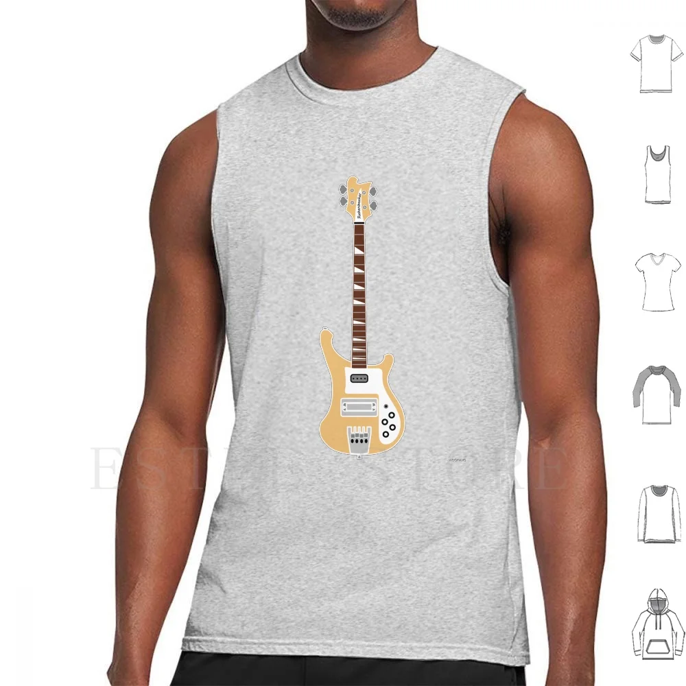 Guitar Silhouettes-Bass Tank Tops Vest Sleeveless Guitar Headstock Tuning String Music Neck Country Indie Alternative