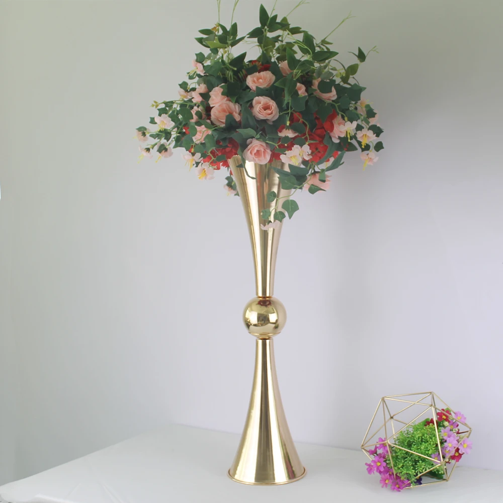 

74CM Height Gold Vases Metal Candle Holders Candlesticks Wedding Centerpieces Event Flower Road Lead Home Decoration 10 PCS/ Lot