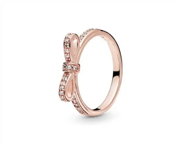 

Authentic 925 Sterling Silver pandoradora Ring Fine SParkling Bow With Crystal Rings For Women Wedding Party Gift Fine Jewelry