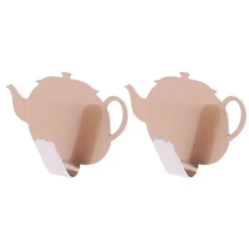 

Rose Golden 2Pcs Vintage Teapot Shaped Refrigerator Hooks Free Punching Hooks No Trace Back Door Hooks Key Hanging Kitchen Decor