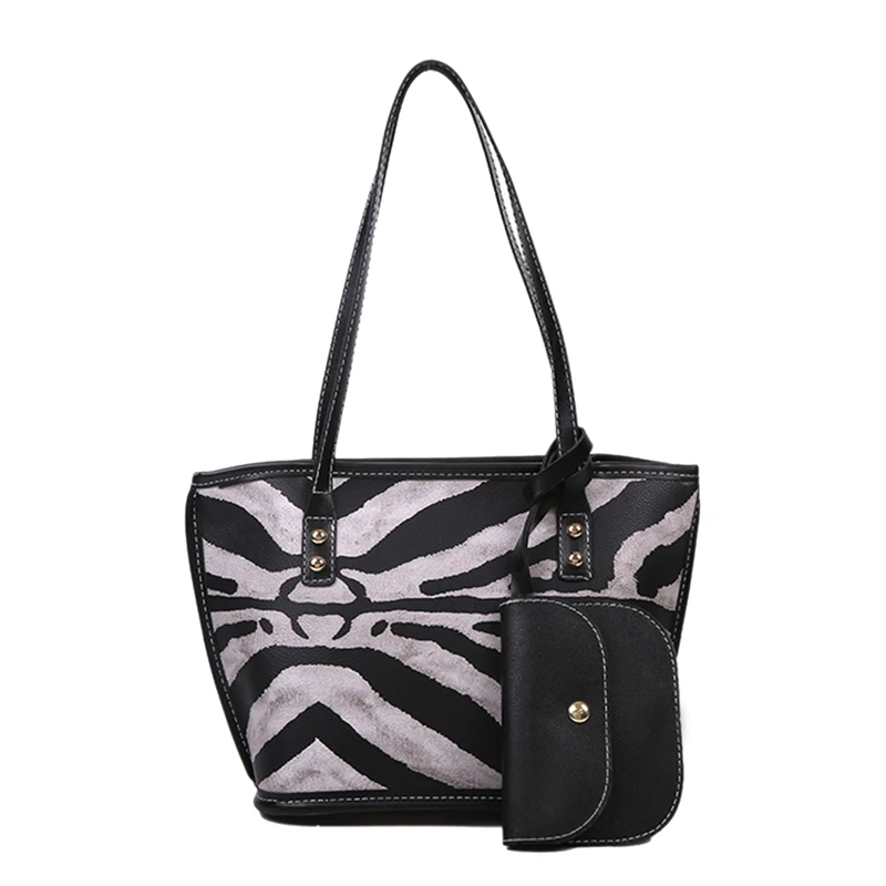

ASDS-largecapматовая женская сумка из искусственной кожи с узором зебры, кошелек для монет, сумка для покупок, сумка на одно плечо с маленьким коше...