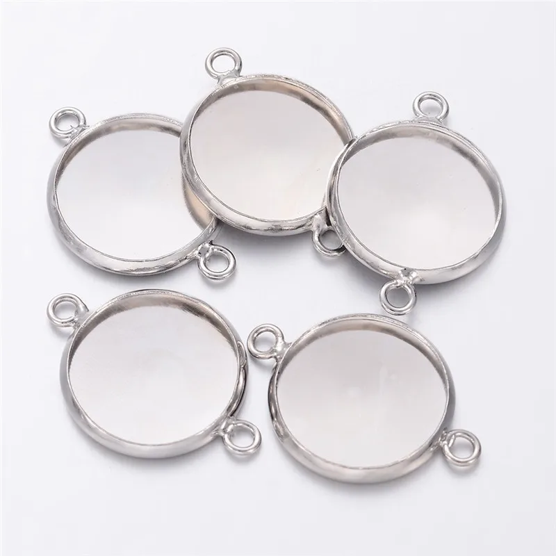 

10pcs 14mm Brass Cabochon Base Settings Connector Links Tray Bezel Blank for Jewelry Making Cameo Cabochons