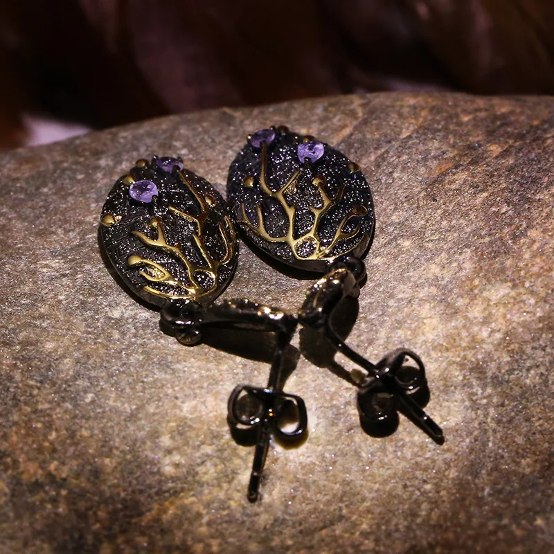 Sen простой филиал зеленый лист циркон серьги ожерелье женский темперамент свежие