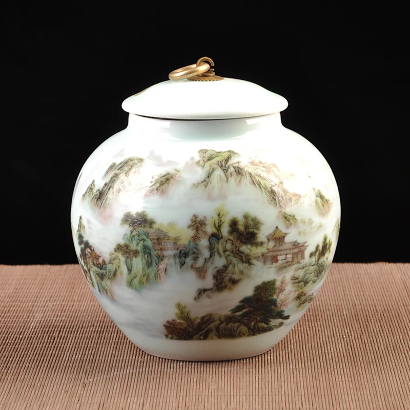 

Tea Caddy Ceramic Vase Moistureproof Tea Caddy Storage Cans, Sealed Jar Cakes and Wake-up Tea Cans for Households