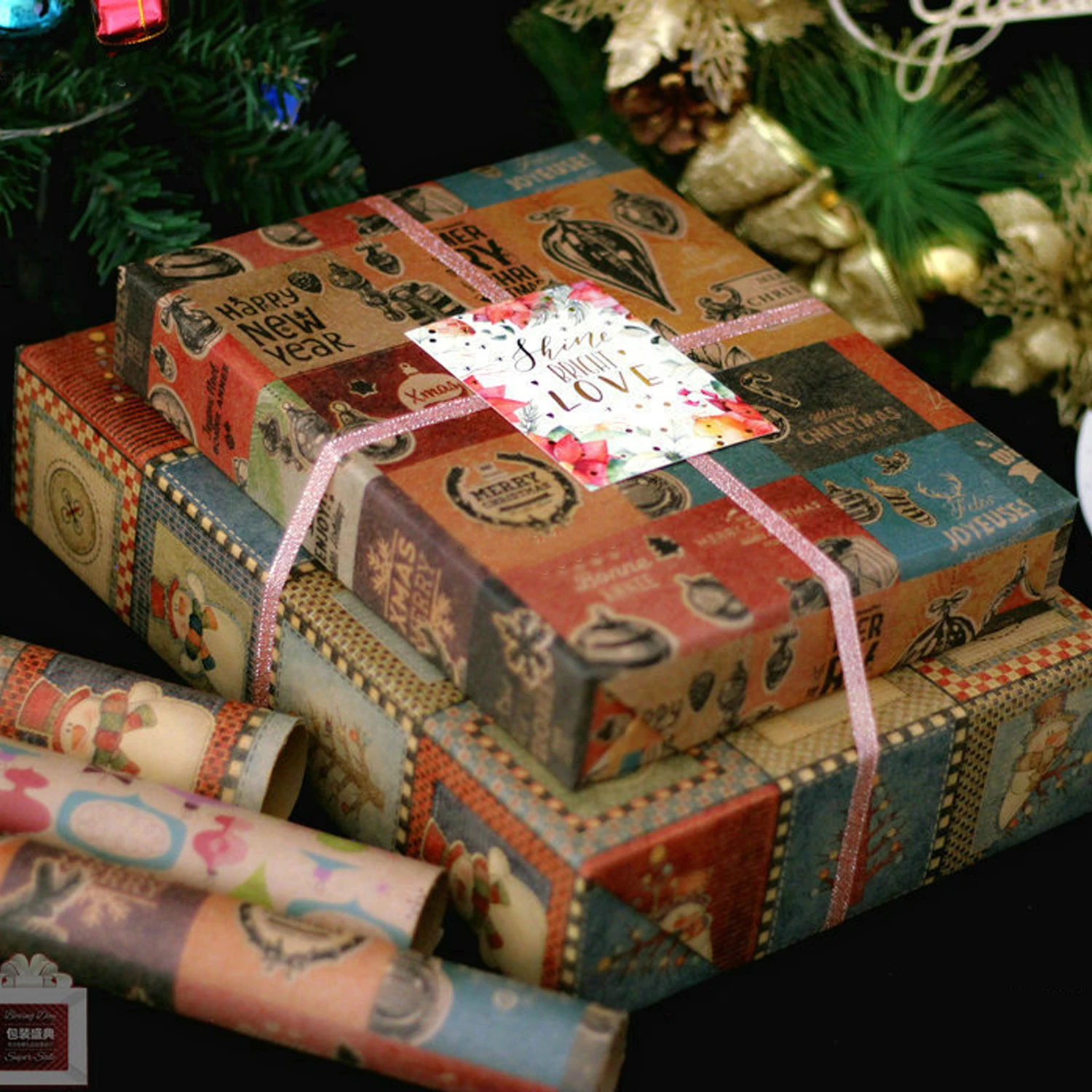 Behogar 10 рулон для упаковки подарков Упаковочная бумага дома Рождество День