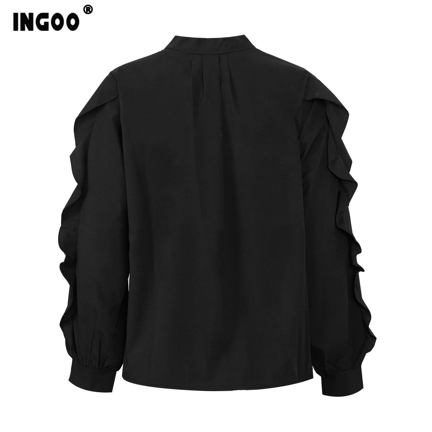 INGOO элегантная шифоновая блузка с бантом и оборками Повседневная винтажная