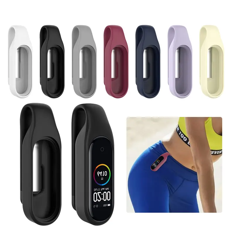 

Portable Sport Bracelet Steel Clip Cover for Mi Band 6, Mi 5, Mi6Nfc Silicone Dustproof Shockproof Bracelet Protective Case