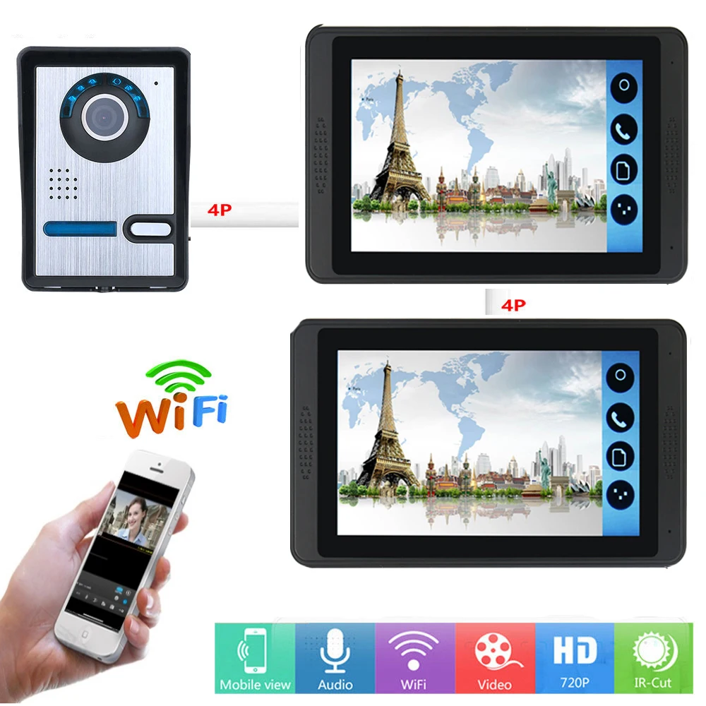 SmartYIBA APP Control Video Intercom 7 Inch Wifi Wireless Door Phone Doorbell Camera Visual System Remote Unlock | Безопасность и