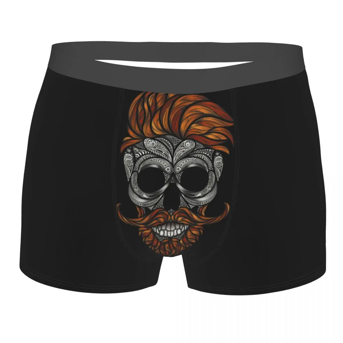 

Boxer Men Shorts Underwear Male Red Dead Hipster Beard And Mustache Human Skull Boxershorts Panties Underpants Man Sexy