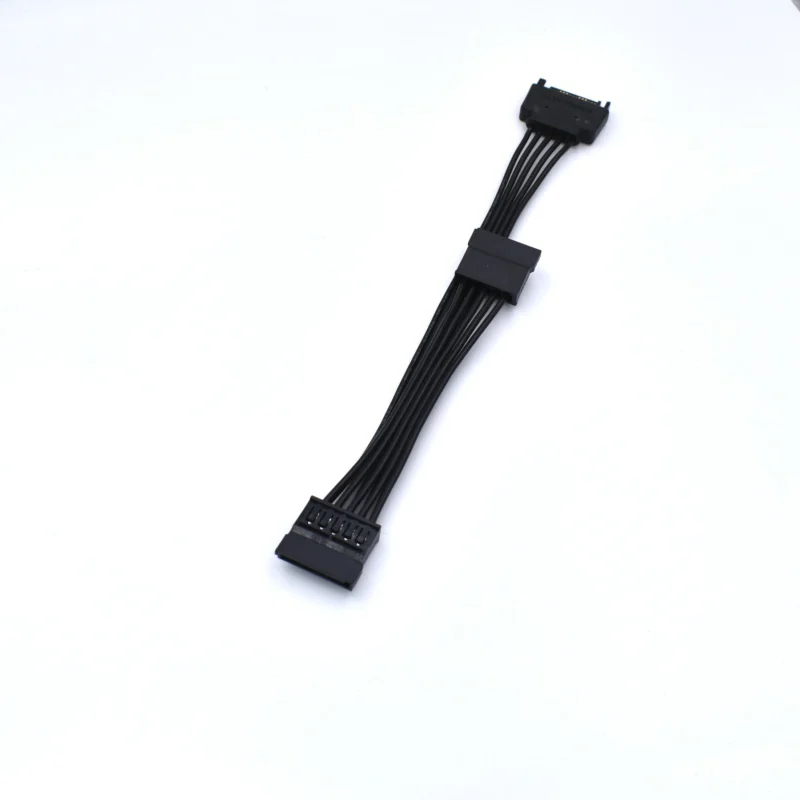 100 шт./лот SATA 15 Pin male to 2*15 Power y кабель адаптер сплиттер 18awg черный|Компьютерные