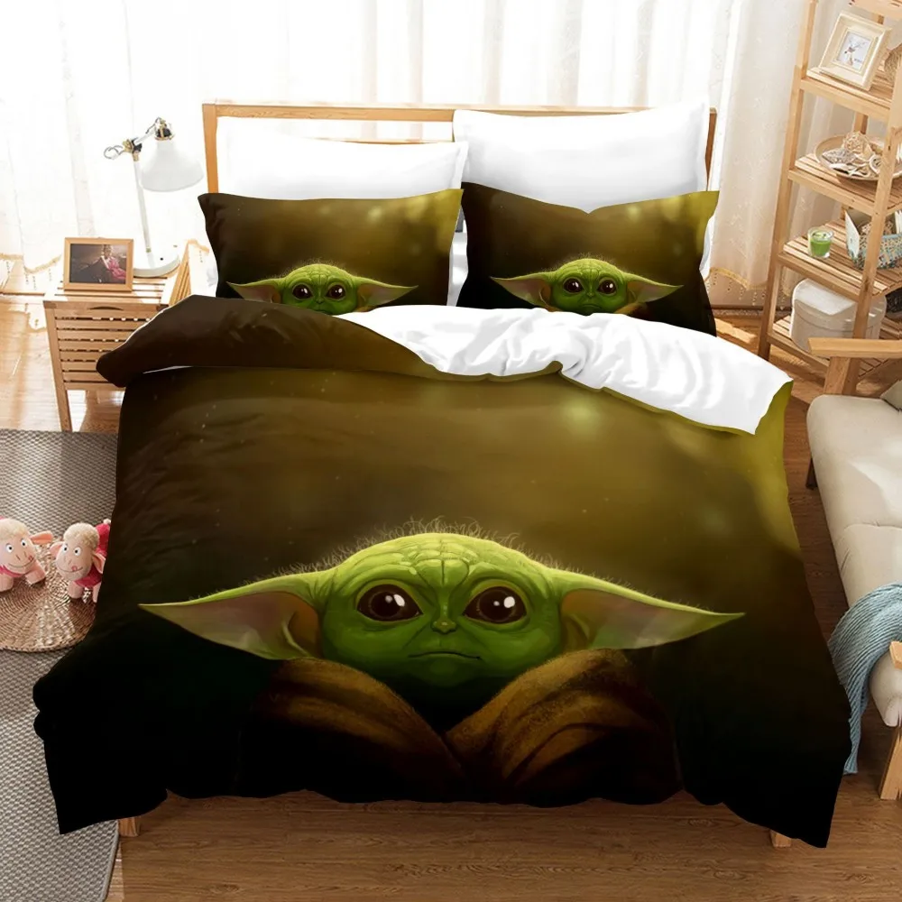 

Disney Bedding Set Yoda Baby Series Patterns Boys Bedroom Decoration Comfortable Duvet Quilt Cover Pillowcase Home Textile